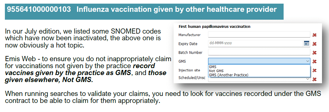 Inactivation of SNOMED Influenza Code